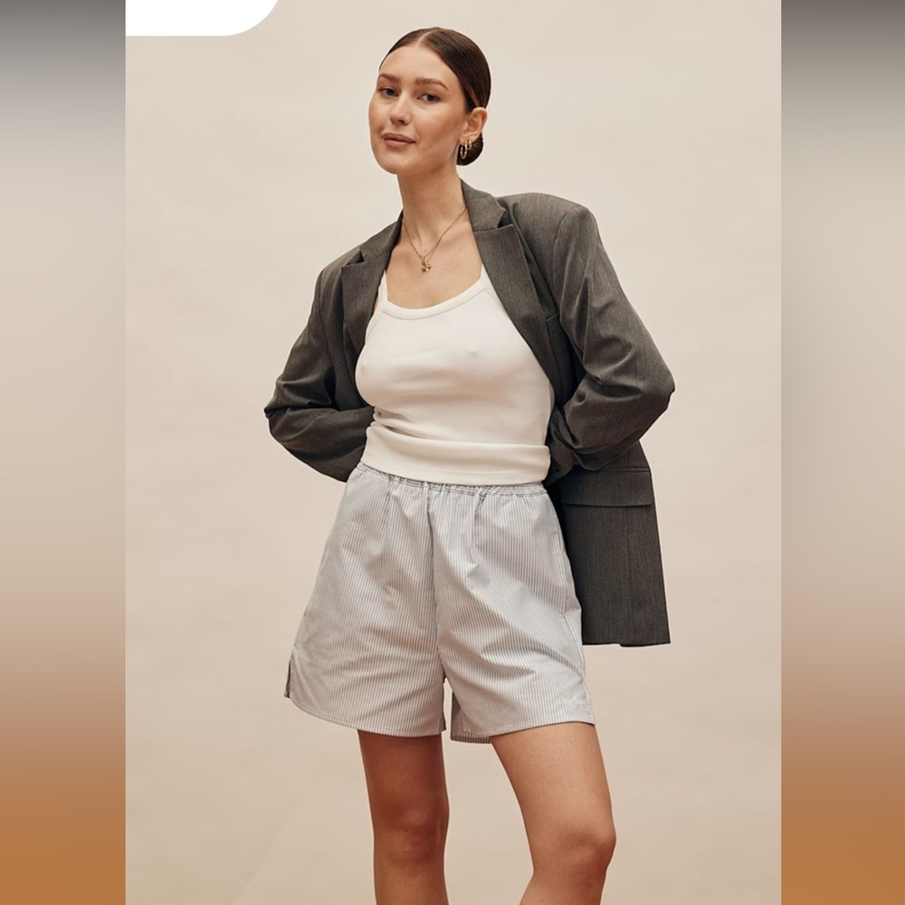 Djerf Avenue Breezy Shorts in Blue Stripe